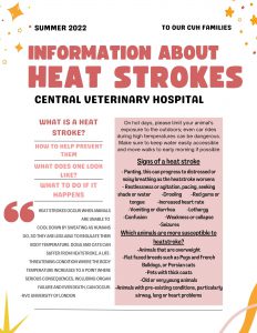 This image portrays Pet Heat Stroke Information by Central Veterinary Hospital.